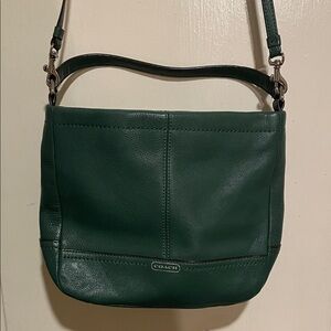 Coach Dark Green Leather Shoulder Bag